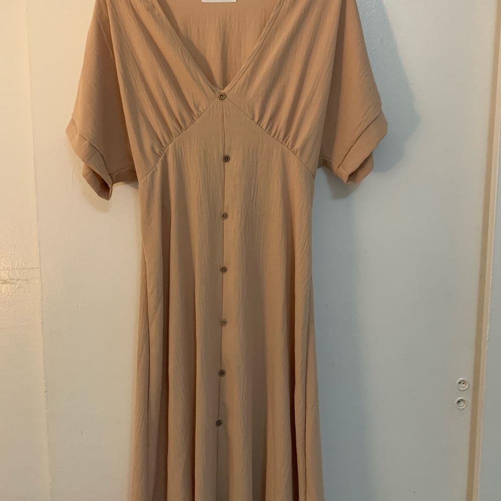 Ces Femme Creme Buttoned Ruffled Sundress